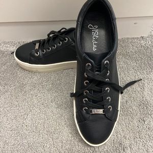 J/Slides Hilton Black Leather Sneaker Sz 8.5